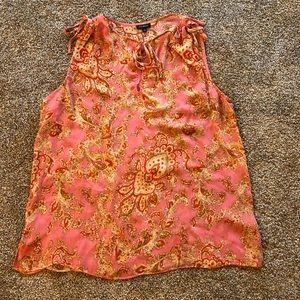 Talbots Sheer Short Sleeve Blouse Size L